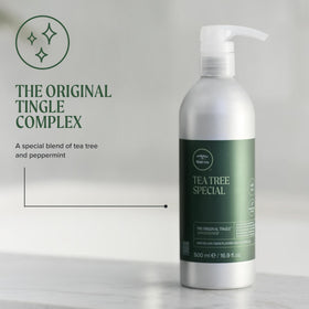 Tea Tree Special Conditioner in a bathroom setting