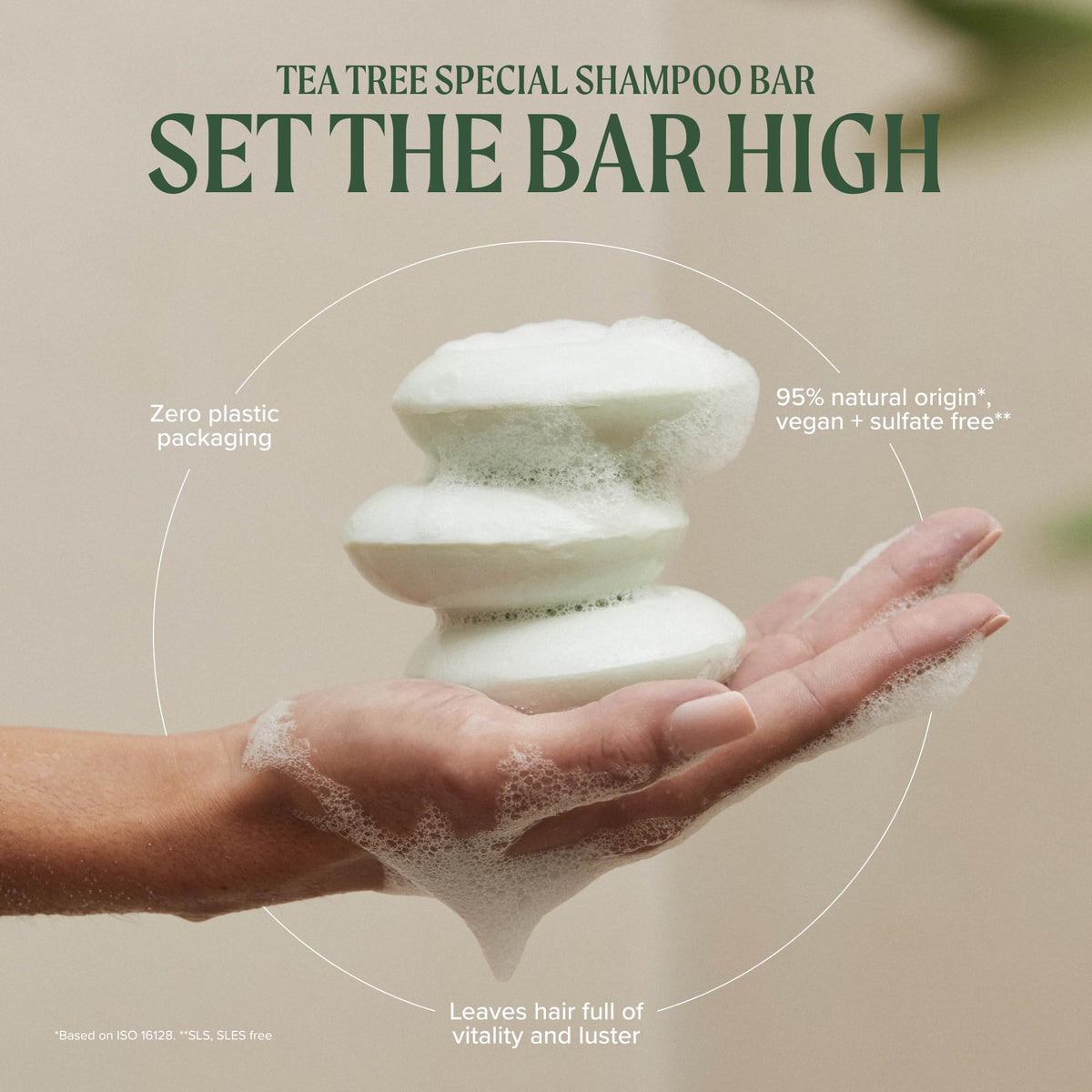 Tea Tree Special Shampoo Bar close-up showing texture