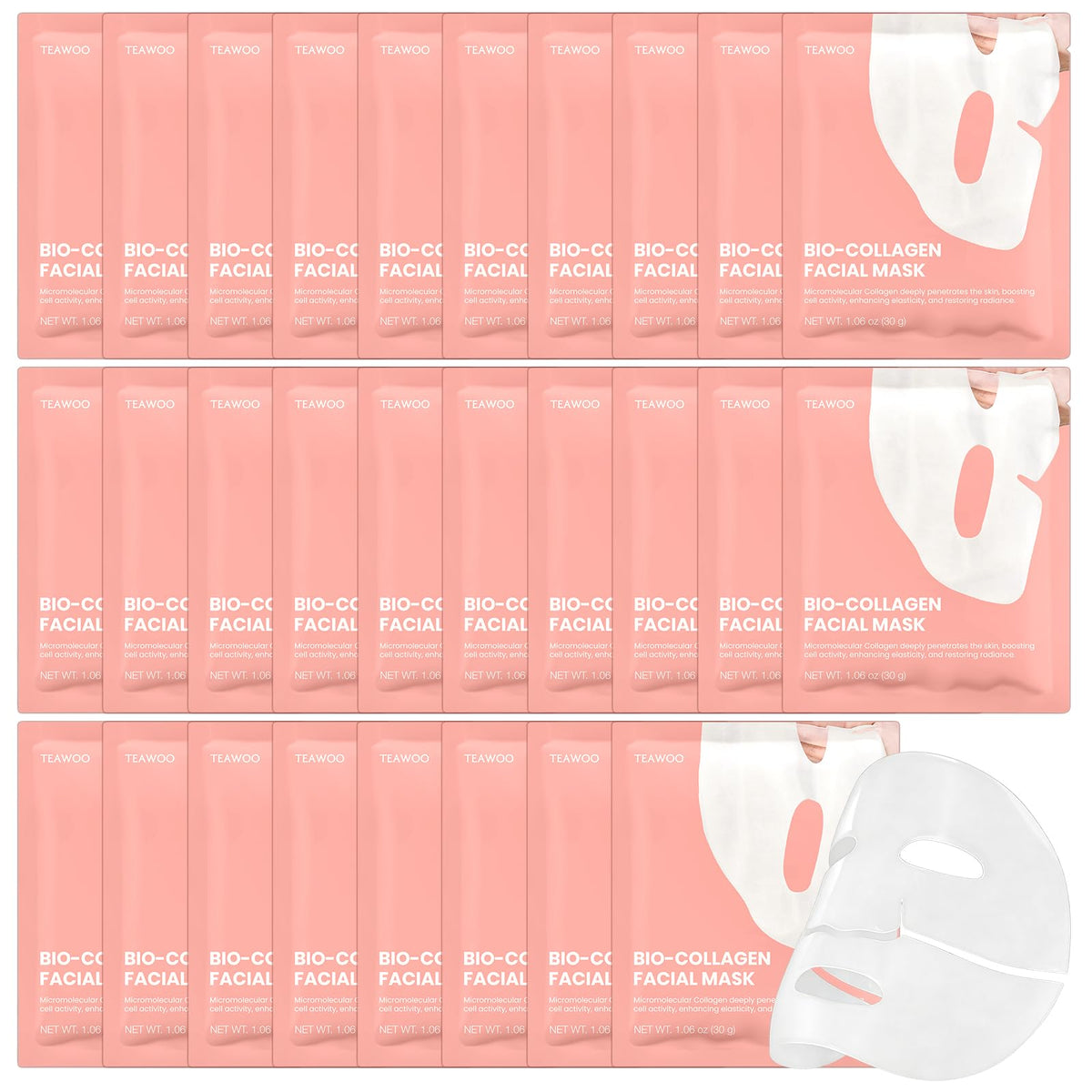 TEAWOO Bio-Collagen Facial Mask front view with packaging