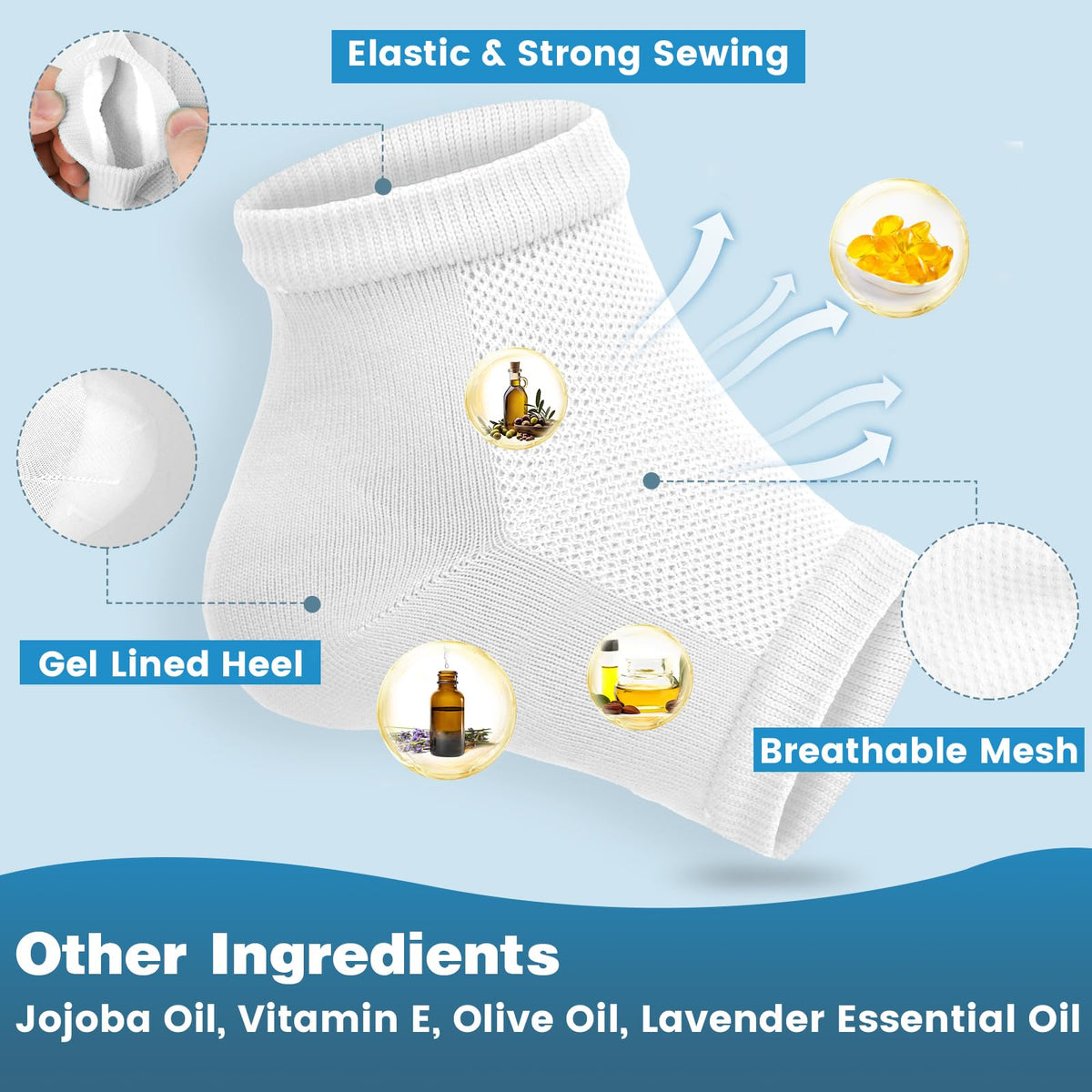 TEAWOO heel socks worn on feet for comfort