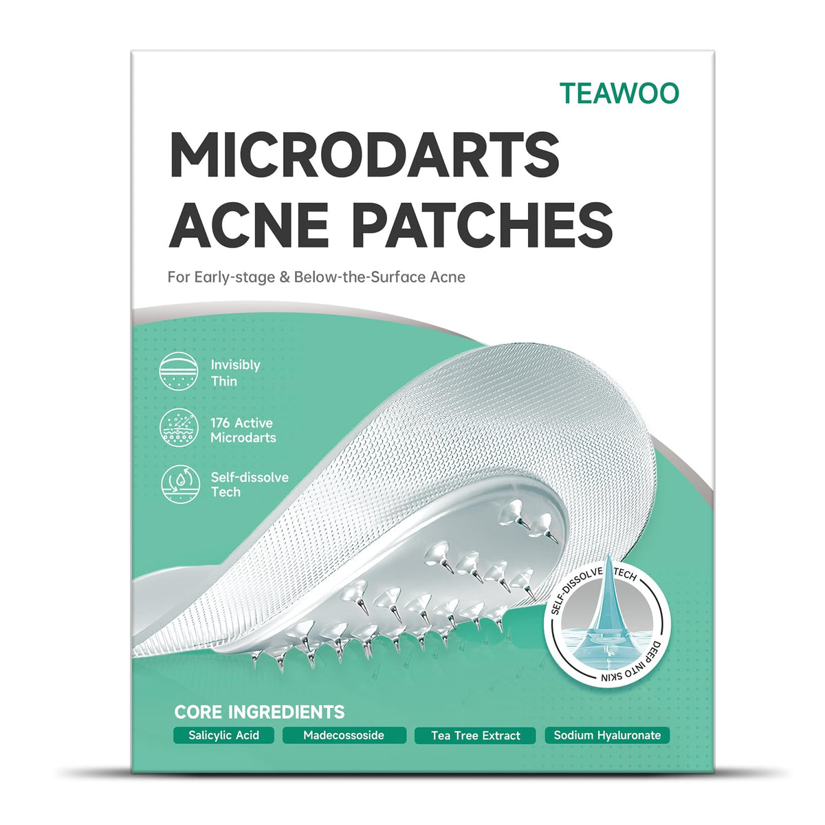 TEAWOO Microdart Acne Patches 72-count packaging front view