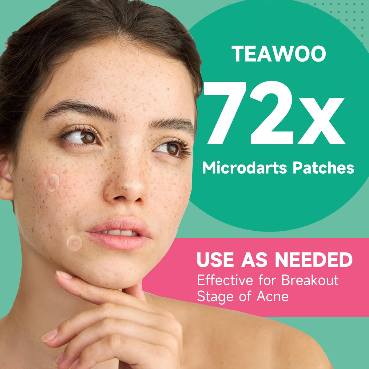 TEAWOO Microdart Acne Patches displayed with skincare products