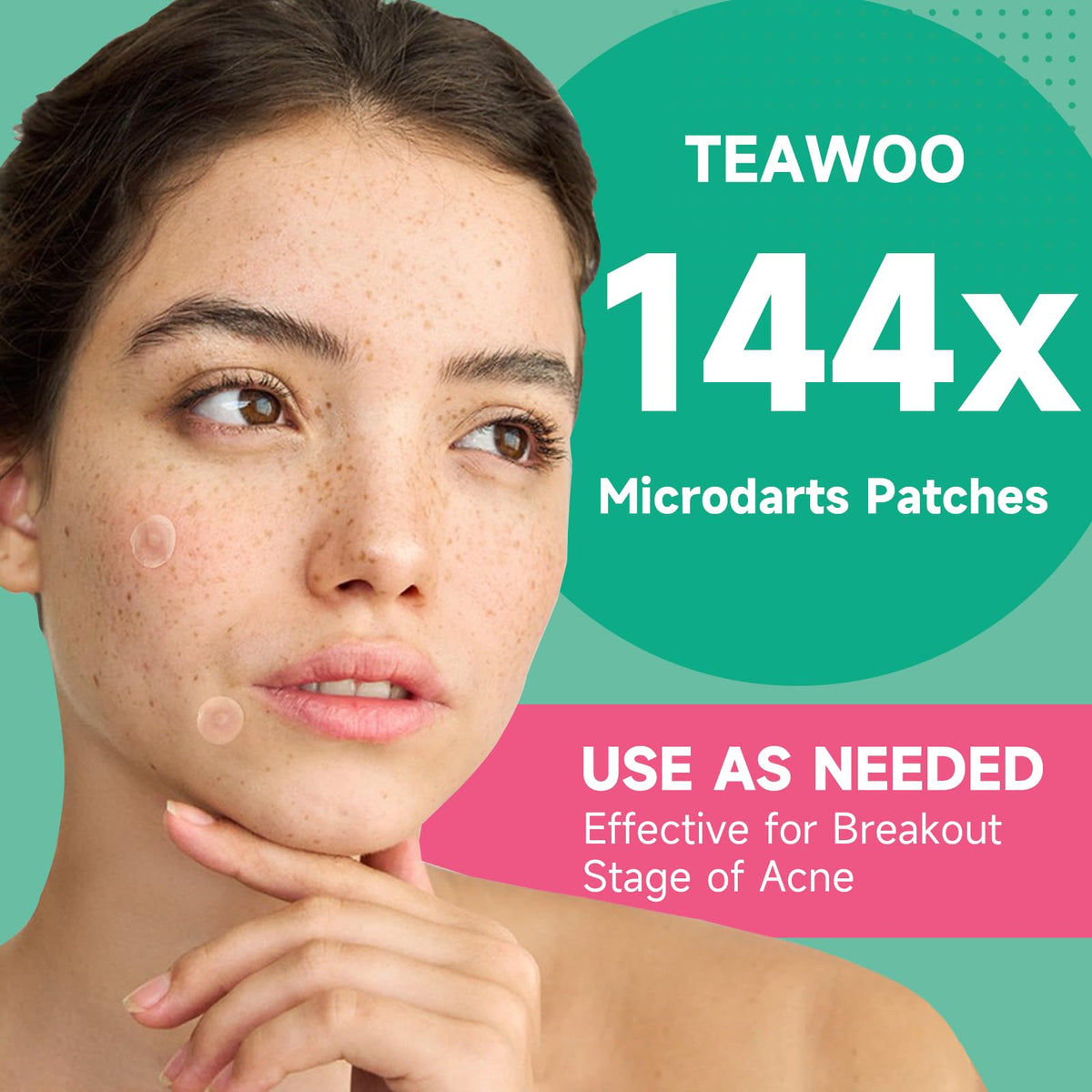 TEAWOO Microdart Acne Patches on a bathroom counter