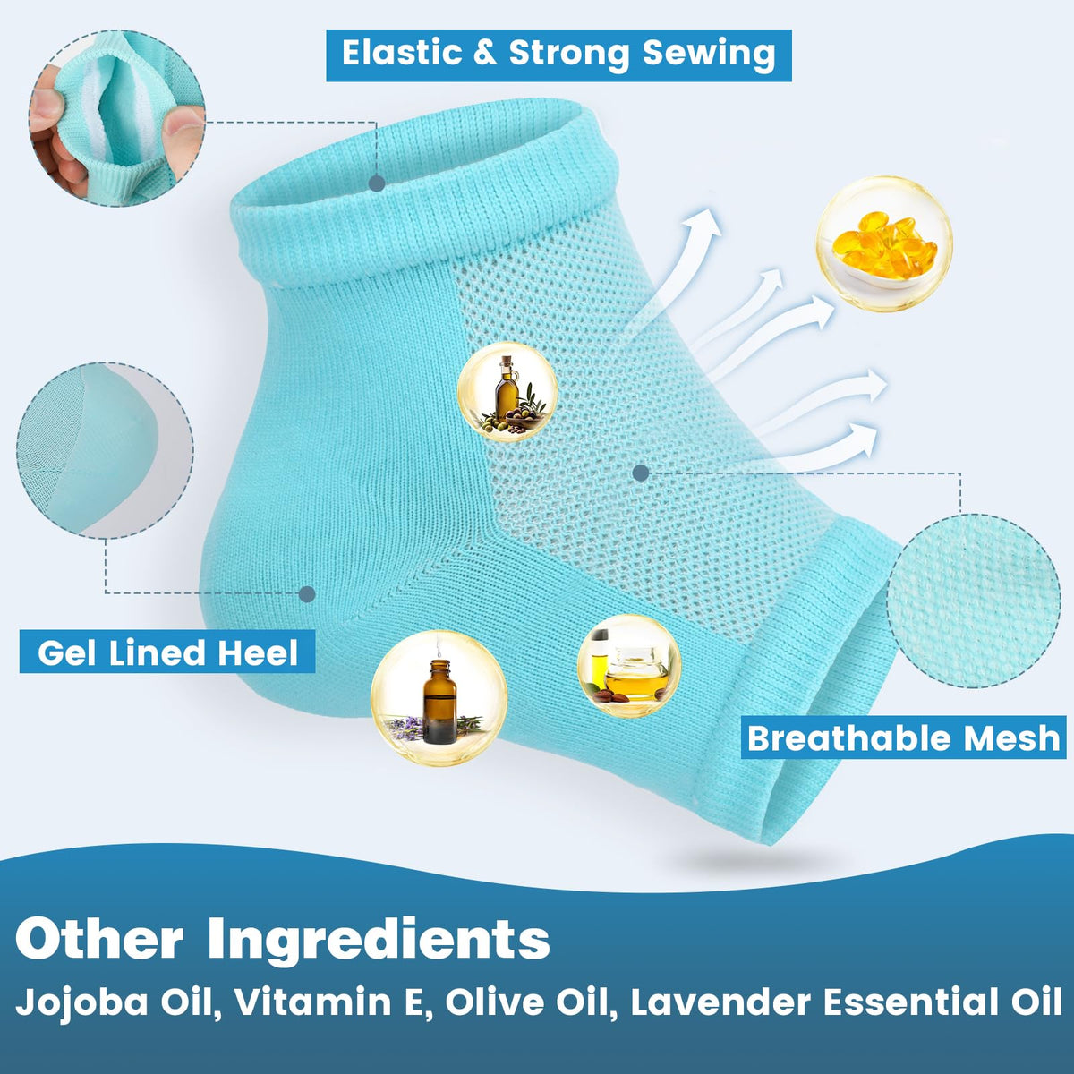 TEAWOO Moisturizing Toeless Socks in blue, lifestyle scene