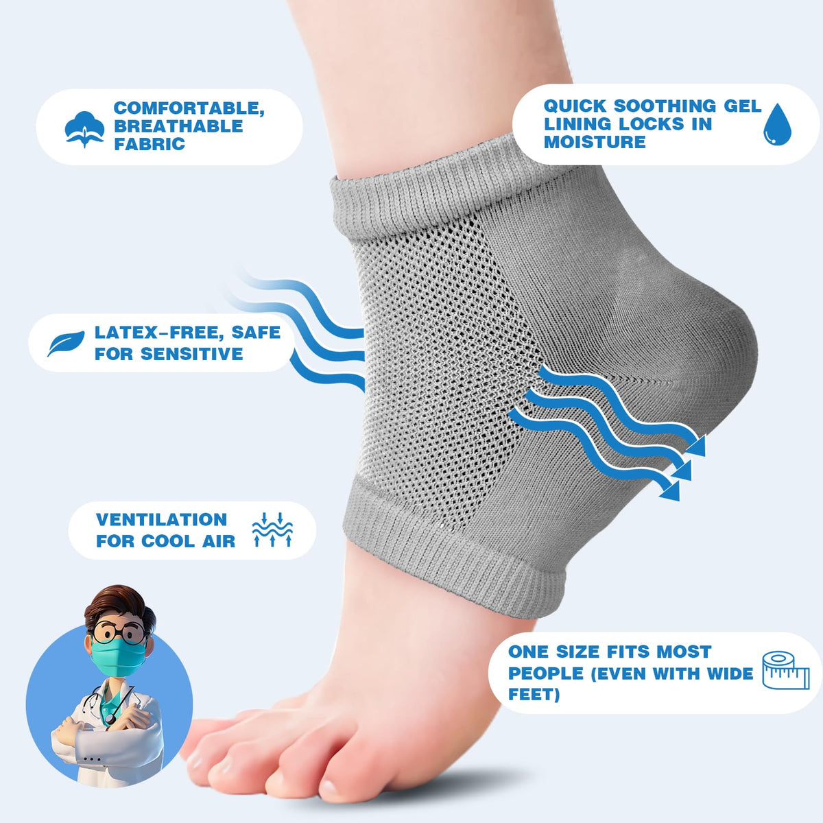 TEAWOO Moisturizing Toeless Socks in pink, packaging view