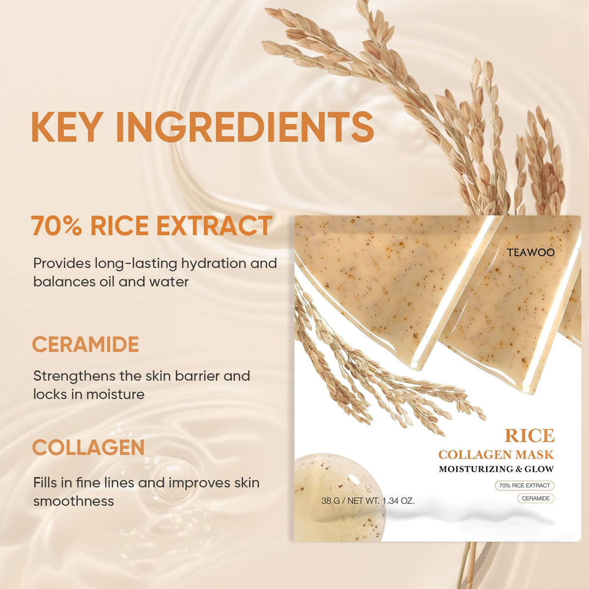 TEAWOO Rice Deep Collagen Face Mask application on skin