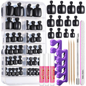 Teenitor 120pcs black press on toenails set front view
