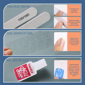 Teenitor 24Pack Short Press On Nails packaging and contents