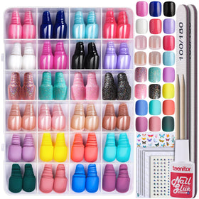 Teenitor 24Pack Short Press On Nails Set with assorted finishes