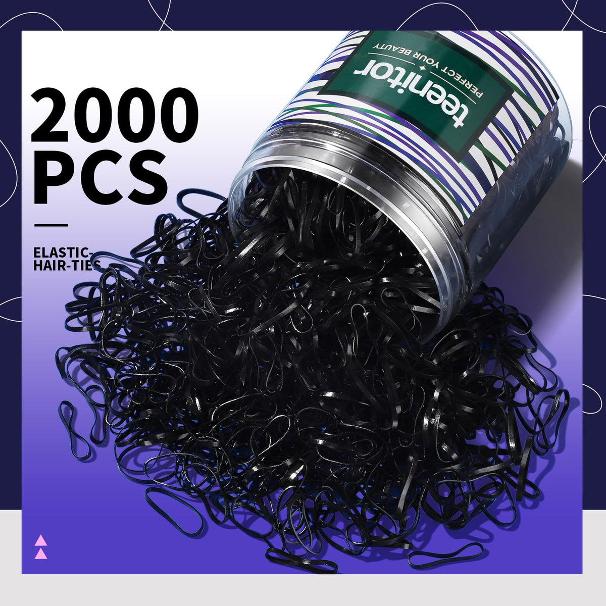Teenitor black hair rubber bands in packaging
