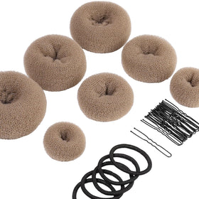 Teenitor Donut Hair Bun Maker Set with various sizes in tan color