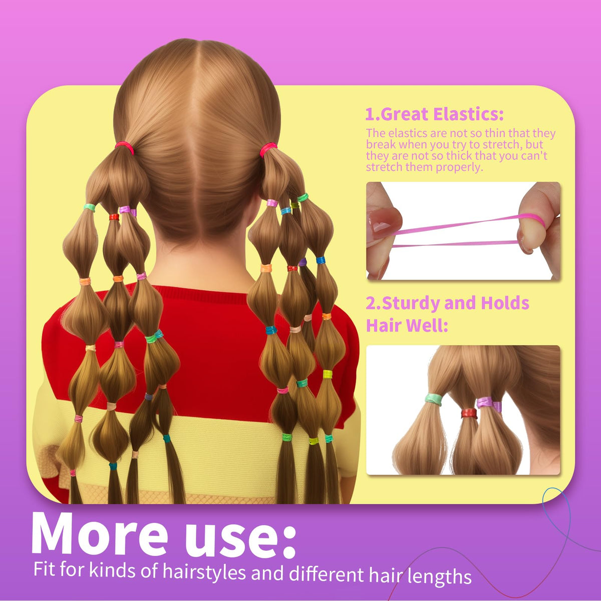 Teenitor Elastic Ties Hair Bands in use on a ponytail