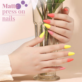 Teenitor glitter press on nails in vibrant colors
