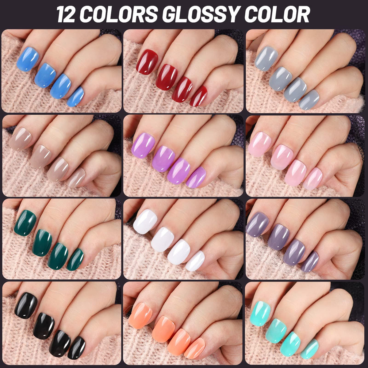 Teenitor glossy press on nails displayed in a neat arrangement