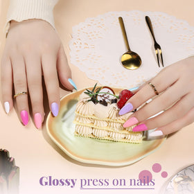 Teenitor glossy press on nails in assorted shades