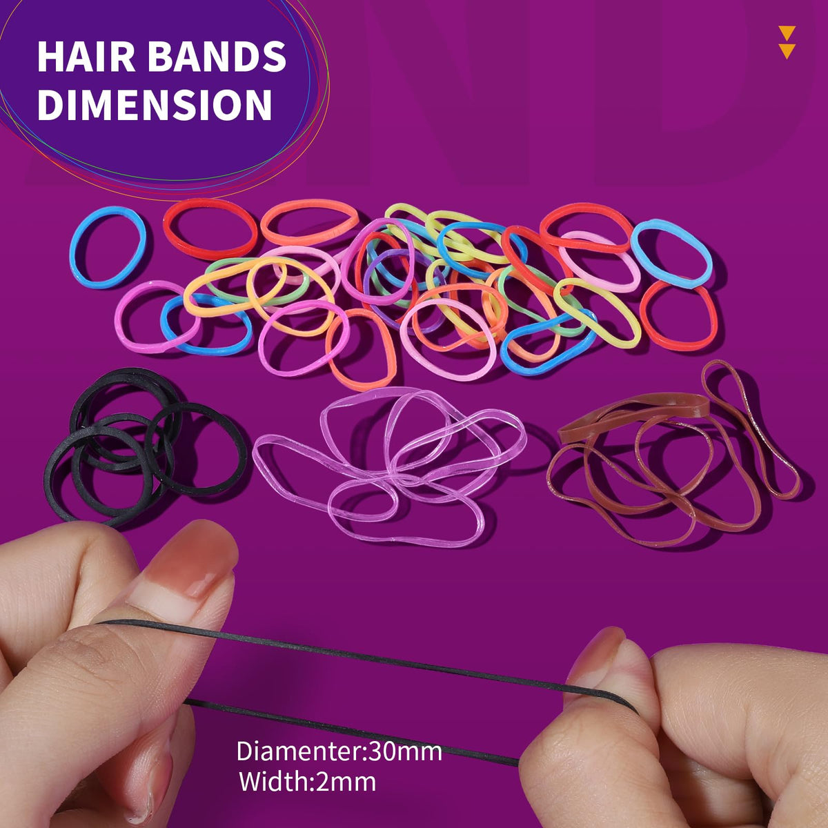 Teenitor Hair Elastics assorted colours black brown clear