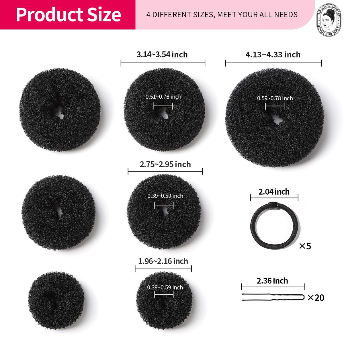 Teenitor Hair Styling Kit showcasing different bun styles