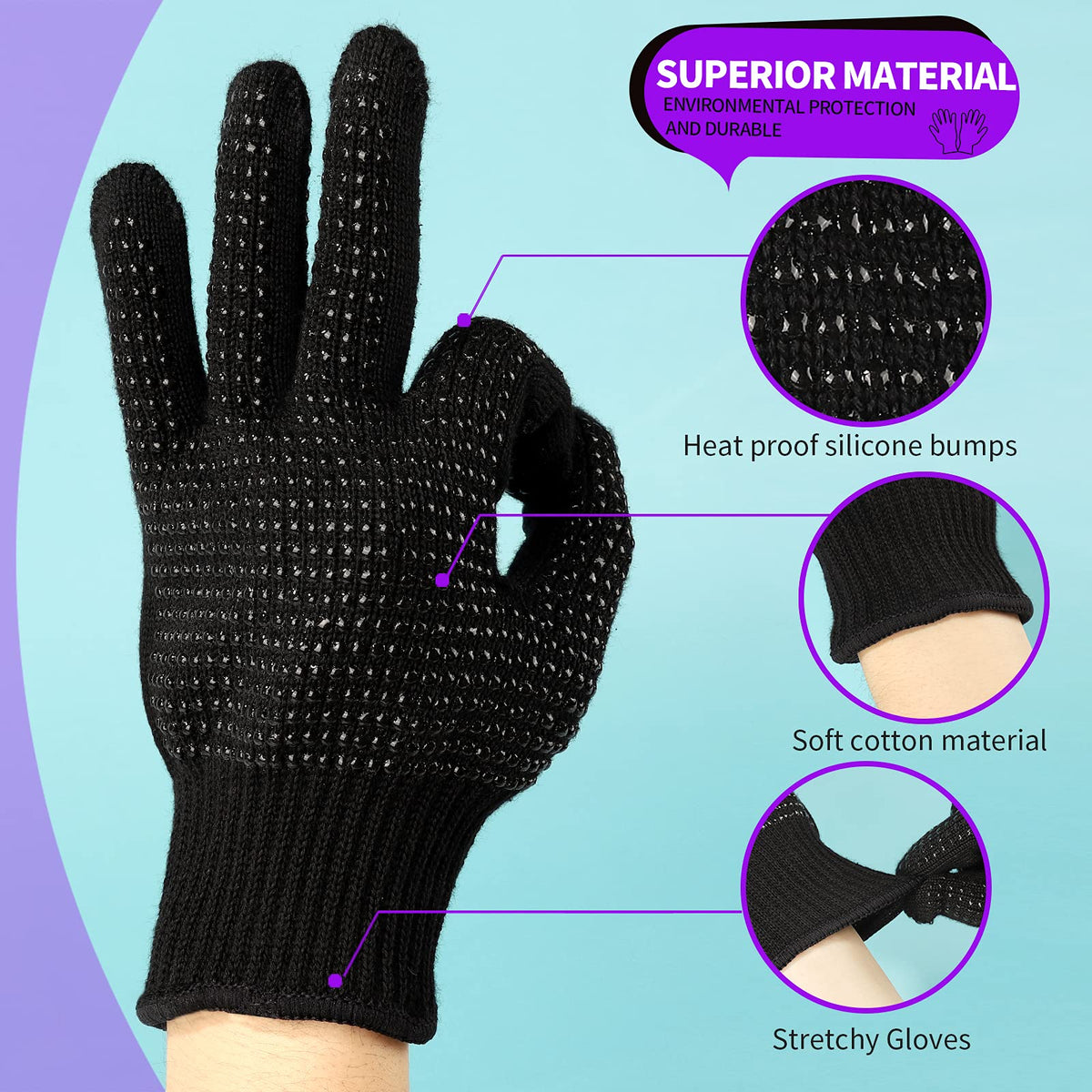 Teenitor Heat Resistant Gloves close-up of silicone bump detail