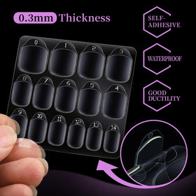 Teenitor Nail Adhesive Tabs in use on manicured nails