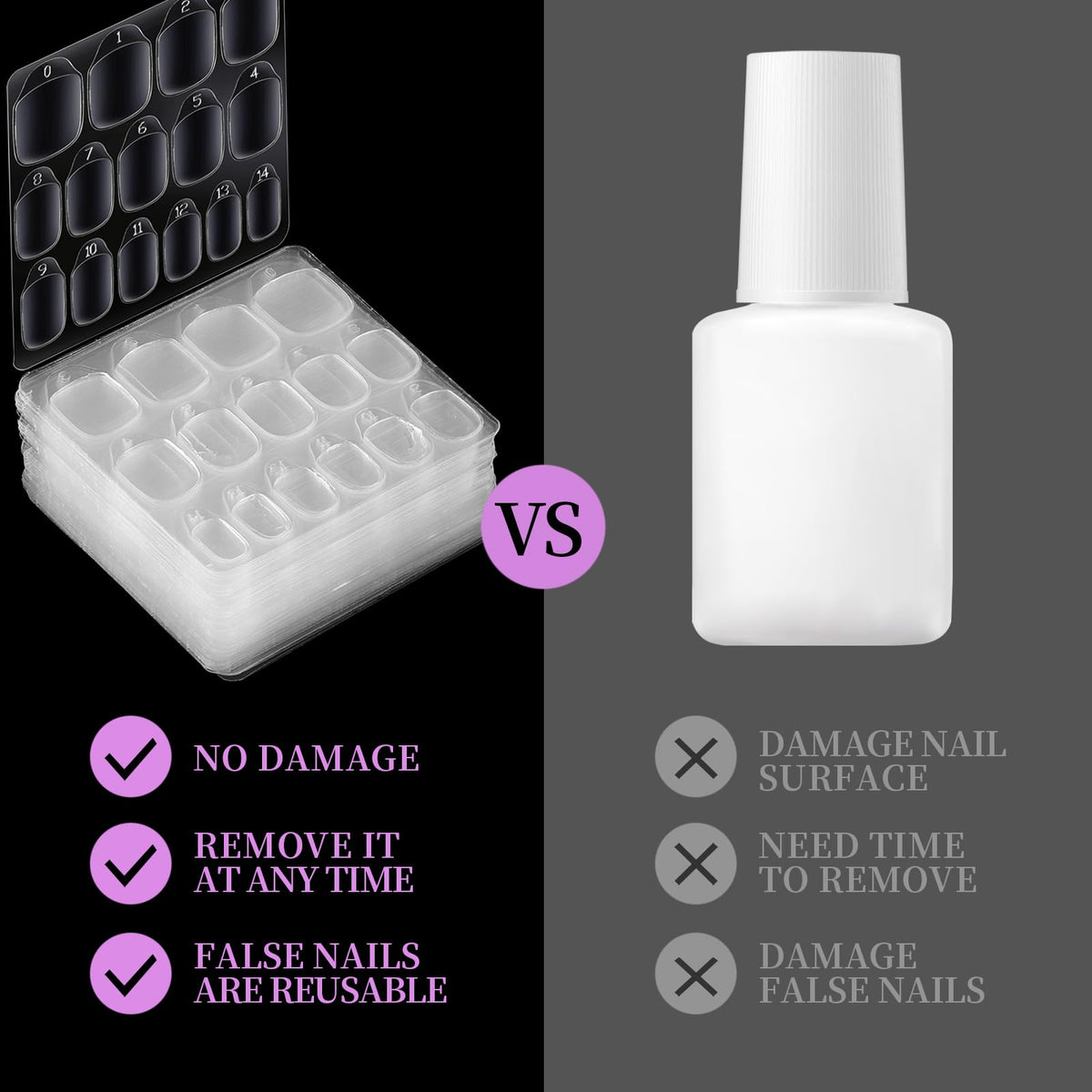 Teenitor Nail Adhesive Tabs showing thickness comparison