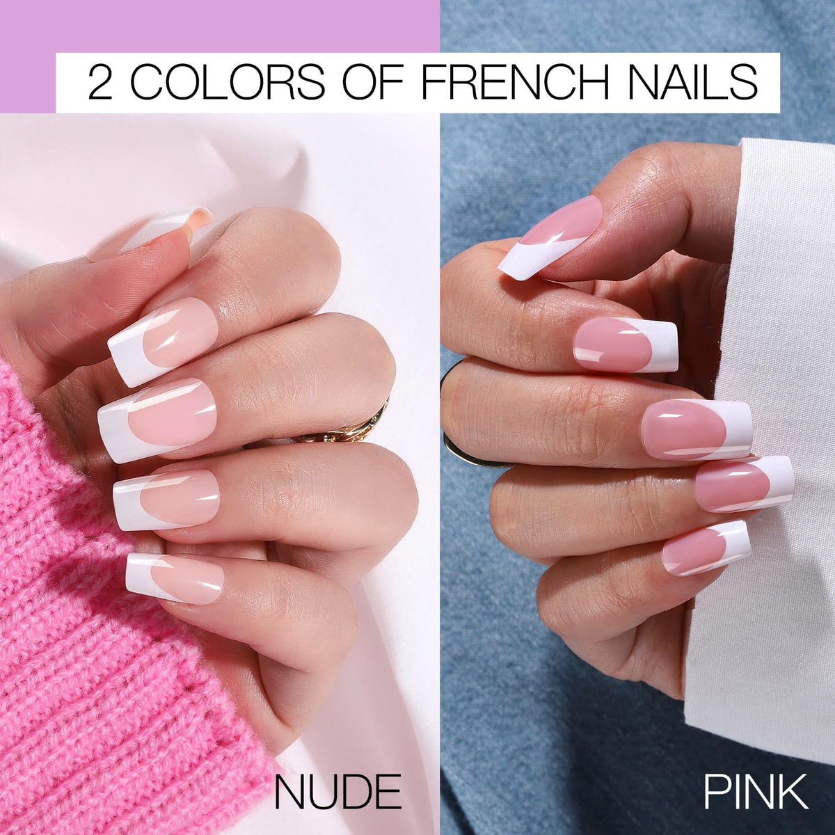 Teenitor Press on Nails glitter designs in vibrant colours
