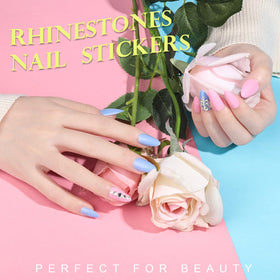 Teenitor press on nails with nail art stickers and rhinestones