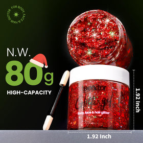 Teenitor red body glitter gel application with cotton swab