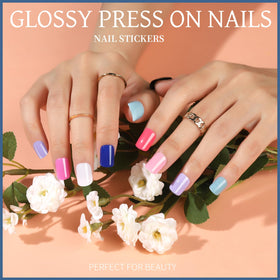 Teenitor short glossy false nails in assorted colours