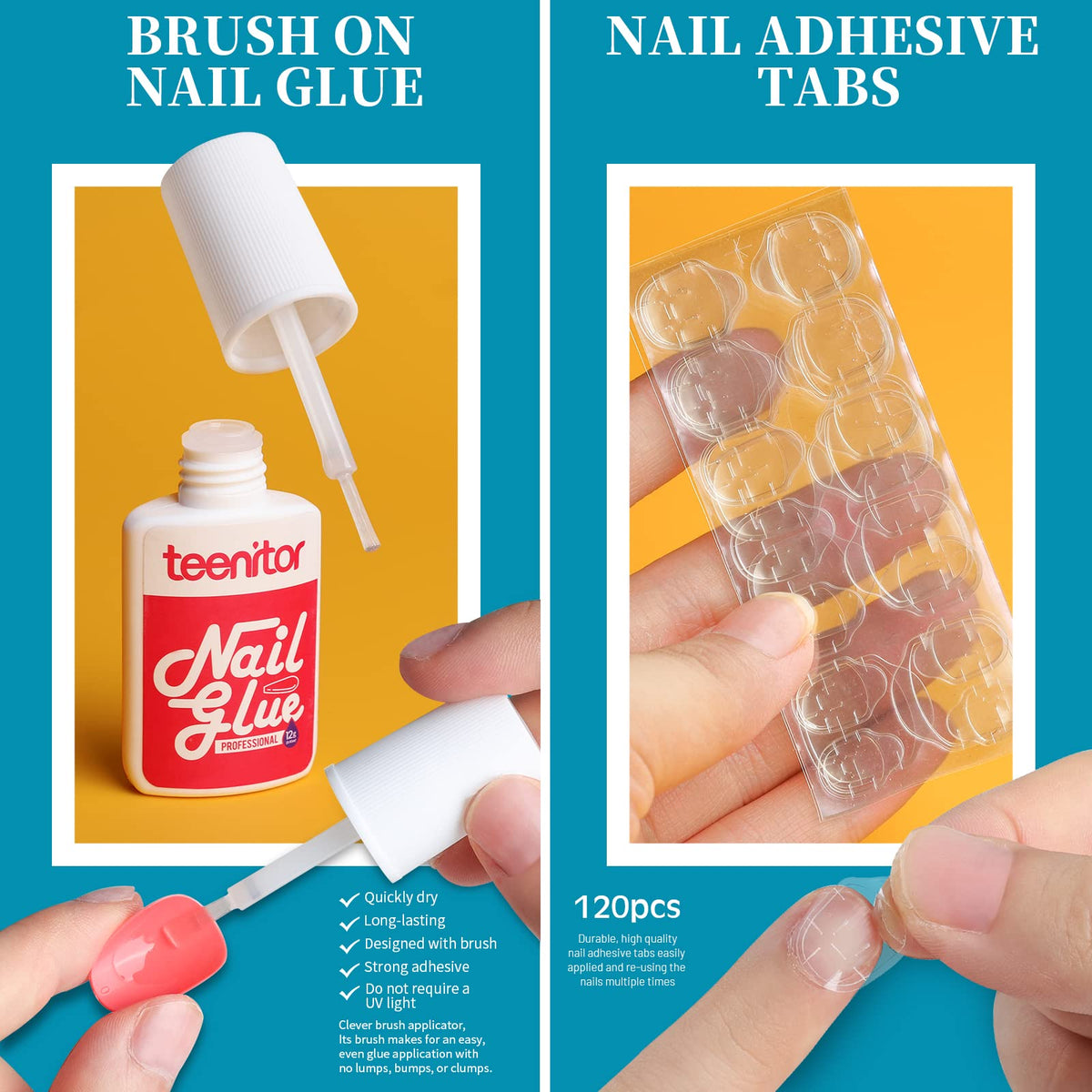 Teenitor Short Oval Press On Nails in a stylish display