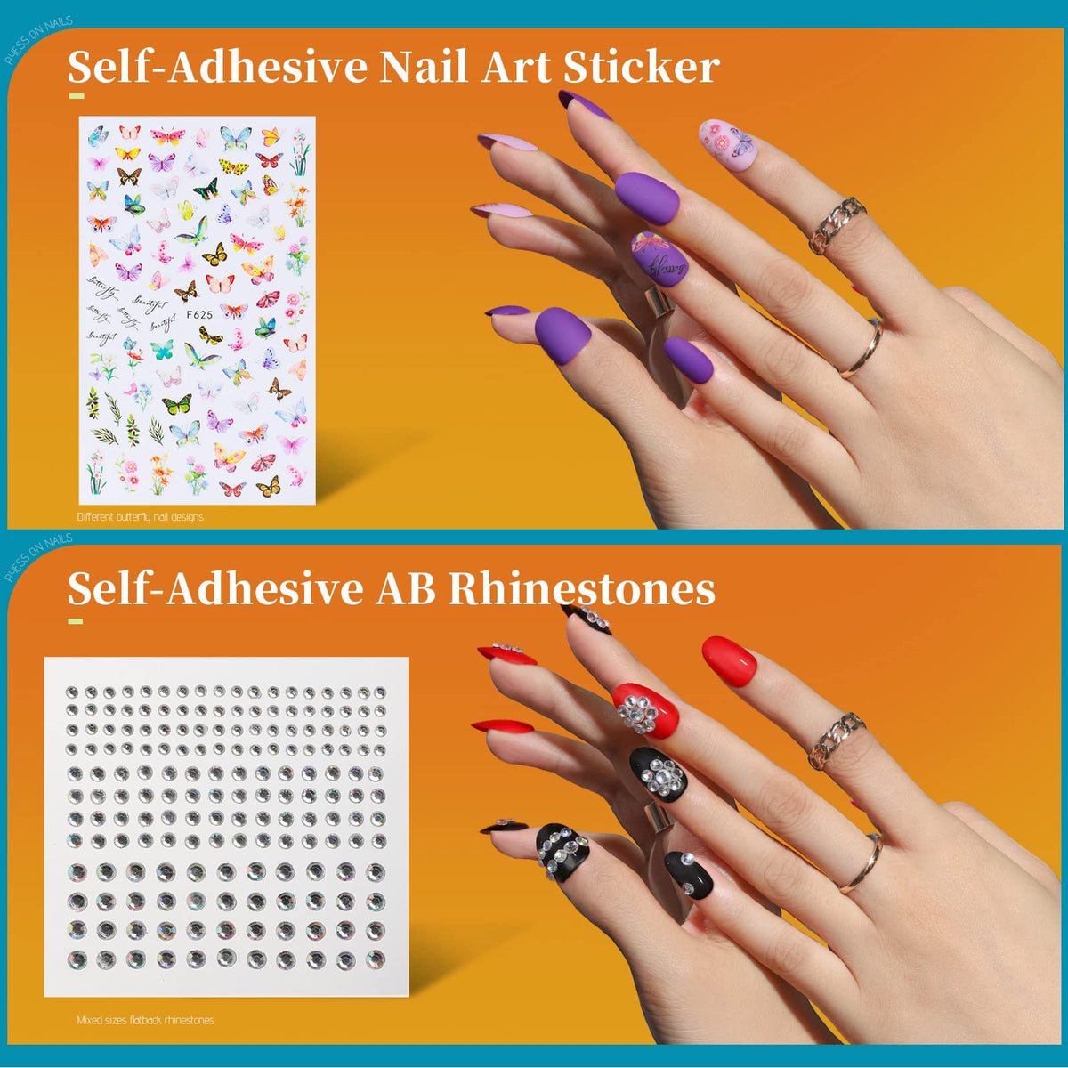 Teenitor Short Oval Press On Nails with nail file and cuticle sticks