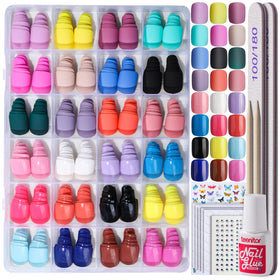 Teenitor Short Press On Nails assorted colours front view