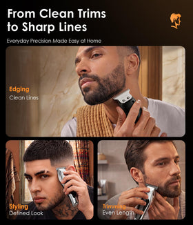 TEKARC Hair & Beard Trimmer side view showing USB-C charging port