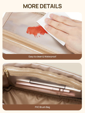 Telena Leather Makeup Bag in brown colour
