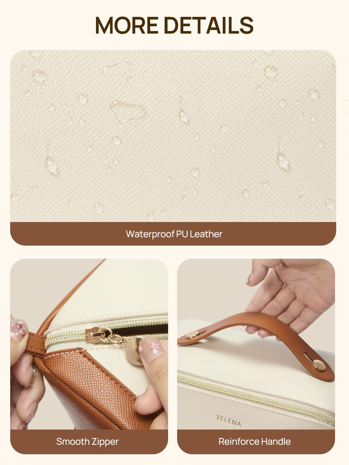 Telena Makeup Bag side view showing handle