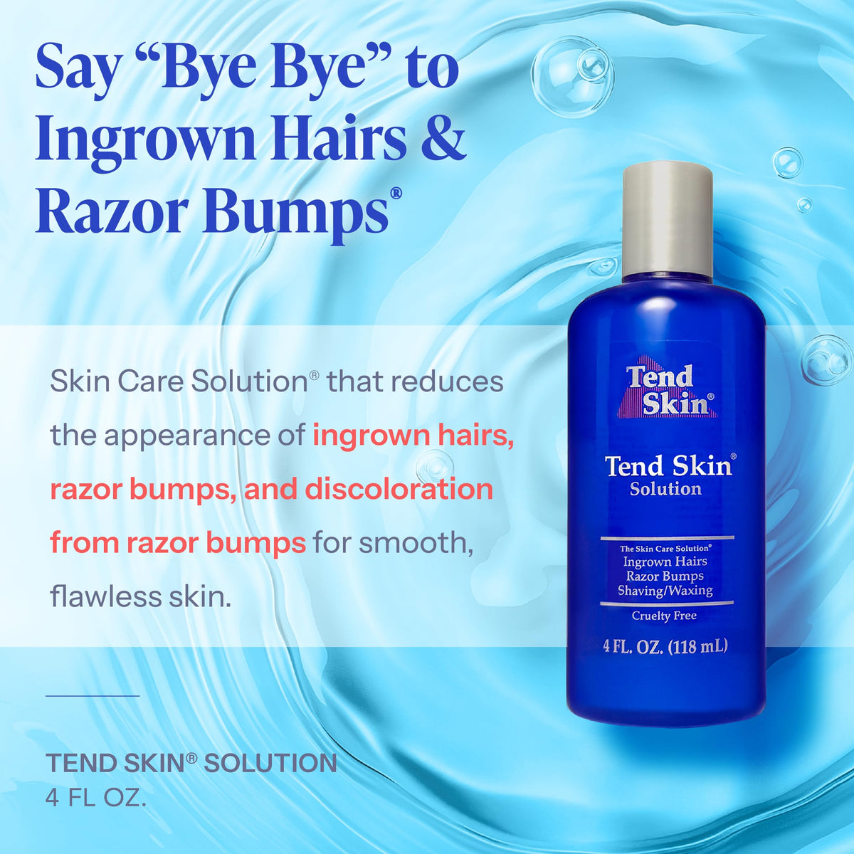 Tend Skin Solution bottle side view showing application instructions