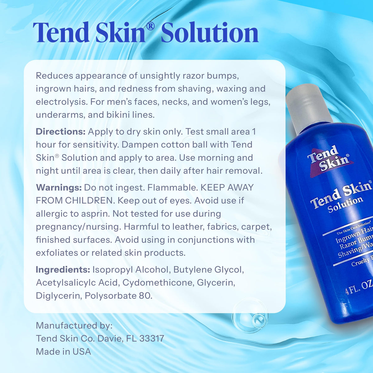 Tend Skin Solution on a bathroom counter with towel