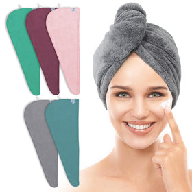 TENSTARS Hair Towel Wrap 5 Pack in assorted colours