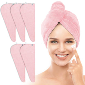 TENSTARS Hair Towel Wrap 5 Pack in assorted colours