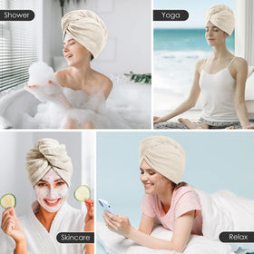 TENSTARS Hair Towel Wrap being used after a shower