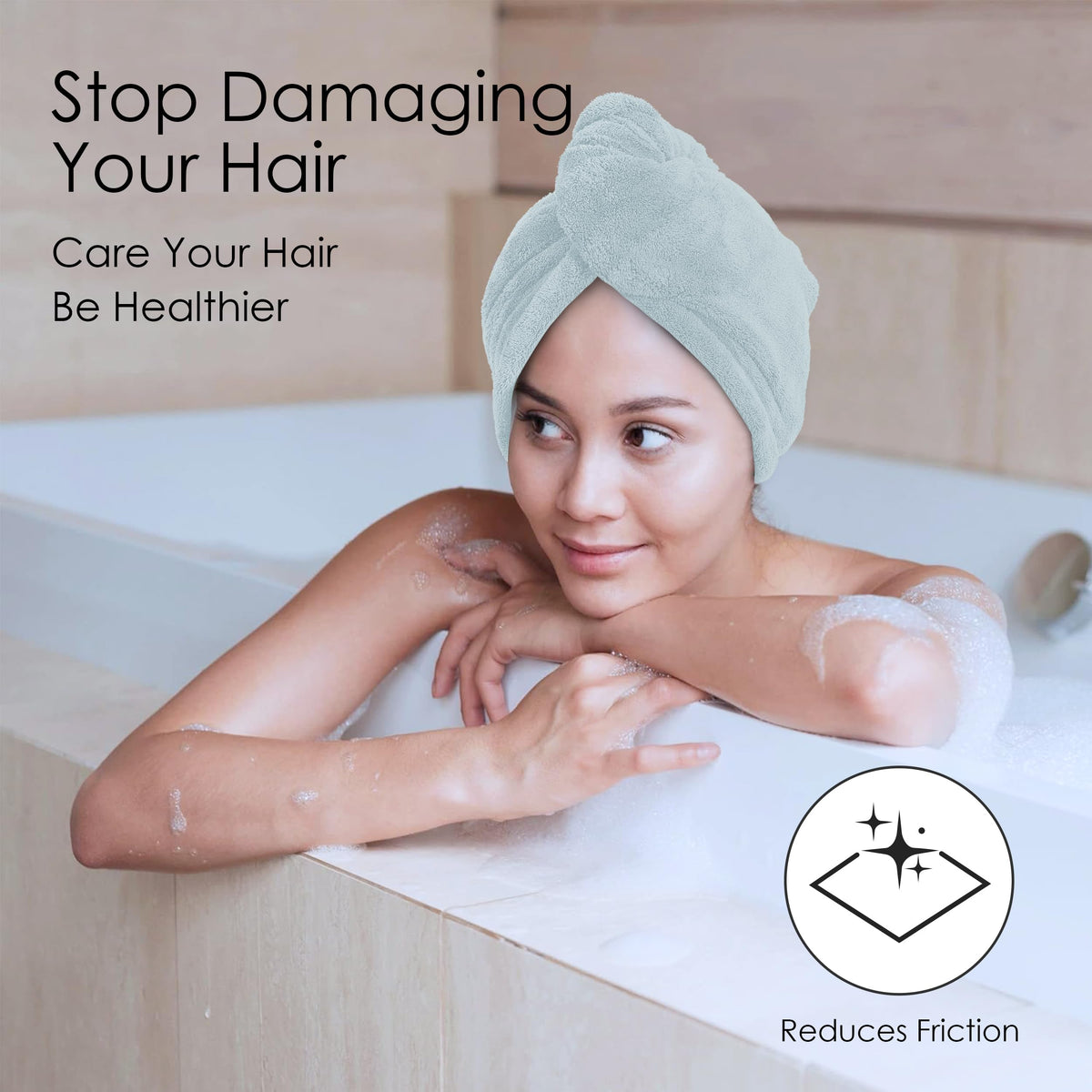 TENSTARS Hair Towel Wrap folded showing soft texture