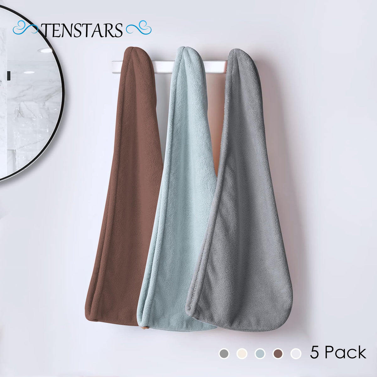 TENSTARS Hair Towel Wrap in laundry setting