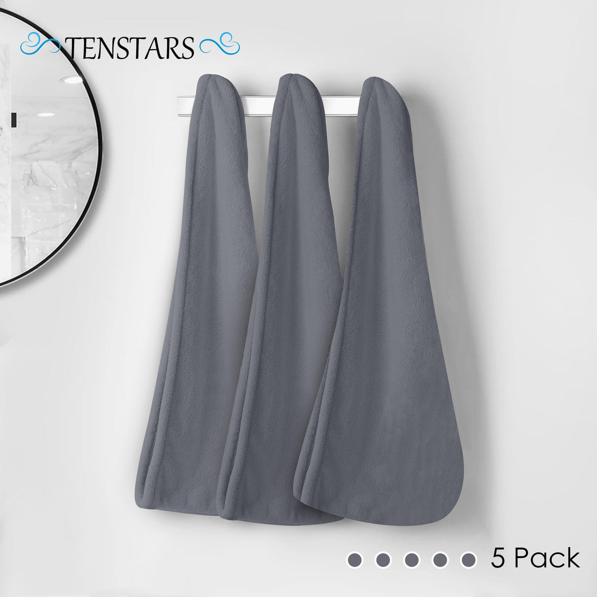 TENSTARS Hair Towel Wrap set of 5 in various colours