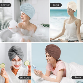 TENSTARS Hair Towel Wrap set of five in packaging