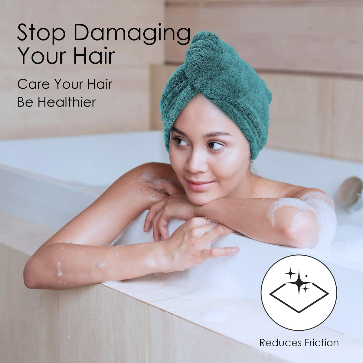 TENSTARS Hair Towel Wrap showing elastic loop design