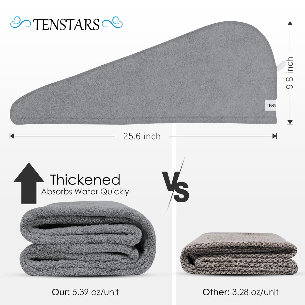 TENSTARS Hair Towel Wrap showing elastic loop design