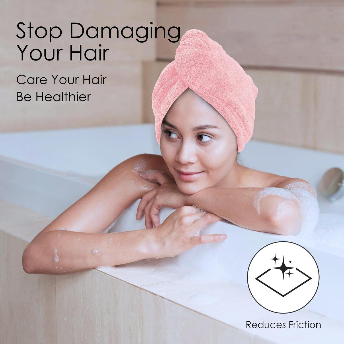TENSTARS Hair Towel Wrap showing elastic loop design