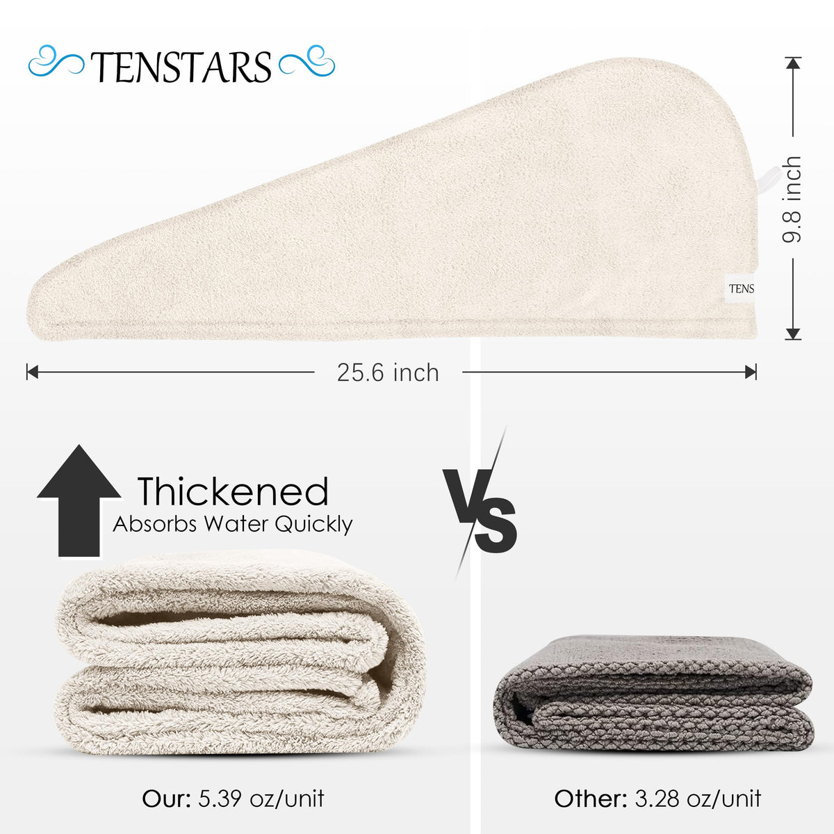 TENSTARS Hair Towel Wraps in various colours laid out