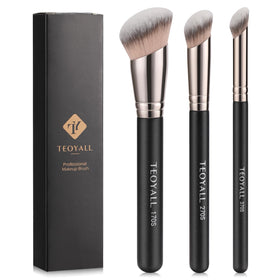 TEOYALL 3Pcs Angled Makeup Brush Set front view