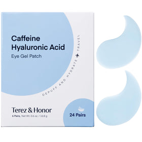 TEREZ & HONOR Caffeine Eye Patches front view with packaging