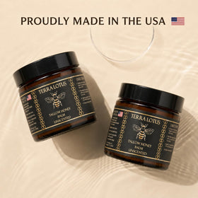 Terra Lotus balm spread on hand showing smooth texture